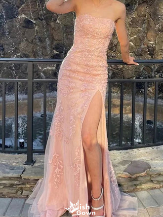 Elegant Straight Across Strapless Mermaid Long Prom Dress Ideas, Evening Party Dresses,WGP1404