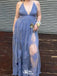 Casual Deep V-neck A-line Long Prom Dress Ideas, Evening Party Dresses,WGP1417