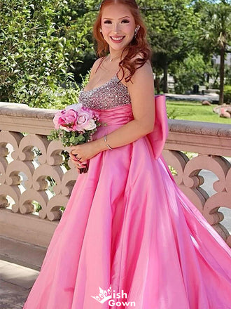 Gorgeous Spaghetti Strap Scoop A-line Long Prom Dress Ideas, Evening Party Dresses,WGP1441