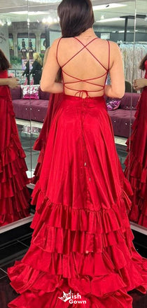 Gorgeous Spaghetti Strap A-line Long Prom Dress Ideas, Evening Party Dresses,WGP1445