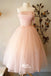 Elegant Light Pink Strapless Beaded Kneel Length Long Party Dress Prom Dresses,Evening Dress Online, WGP878