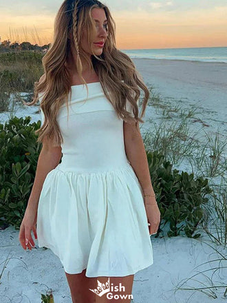 Gorgeous Off-shoulder Unique A-line Short Mini Homecoming Dress,EPT342