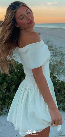 Gorgeous Off-shoulder Unique A-line Short Mini Homecoming Dress,EPT342