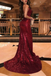 Charming Red V-Neck Mermaid Long Prom Dress Ideas, Evening Party Dresses, WGP2005