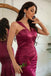 Unique Burgundy V-Neck Mermaid Side Slit Long Prom Dress Ideas, Evening Party Dresses,WGP1965