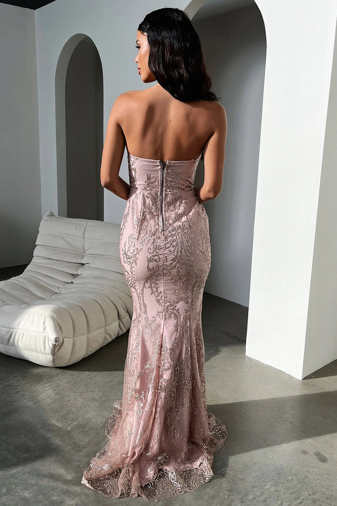 Elegant Applique Pink Sweetheart Mermaid Long Prom Dress Ideas, Evening Party Dresses,WGP1844