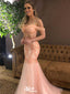 Sexy Pink Off-Shoulder Mermaid Long Prom Dress Ideas, Evening Party Dresses,WGP1855