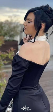 Formal Halter Long Sleeves Sheath Long Prom Dress Ideas, Evening Party Dresses,WGP1464