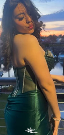 Elegant Strapless V-neck Mermaid Long Prom Dress Ideas, Evening Party Dresses,WGP1474