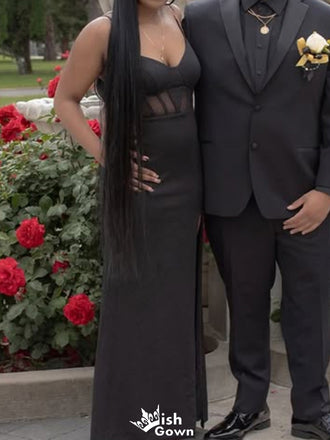 Formal Spaghetti Strap V-neck Mermaid Long Prom Dress Ideas, Evening Party Dresses,WGP1485