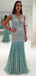 Elegant Green V-Neck Mermaid Popular Long Evening Dresses, Formal Dresses, Birthday Party, WGP637