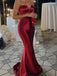 Sexy Red Mermaid Sweetheart Long Sleeve Popular Long Evening Dresses, Formal Dresses, Birthday Party, WGP653