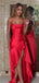 Bold Red Satin Strapless Prom Dress with High-Low Ruffled Hemline,WGP2124