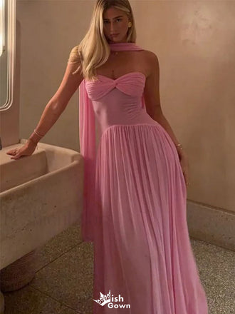 Sexy Pink Sweetheart A-Line Long Prom Dress Ideas, Evening Party Dresses,WGP1619