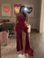 Sexy Burgundy Sweetheart Mermaid Side Slit Long Prom Dress Ideas, Evening Party Dresses, WGP1992