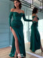 Sexy Green Mermaid Sweetheart Long sleeve Side Slit Evening Dresses, Formal Dresses, Birthday Party, WGP546