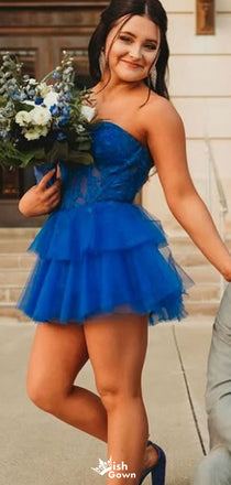 Elegant Strapless Sweetheart A-line Short Mini Homecoming Dress,EPT399