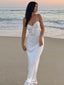 Sexy White Spaghetti Strap Mermaid Long Sleeve Popular Long Evening Dresses, Formal Dresses, Birthday Party, WGP682