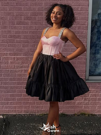 Gorgeous Spaghetti Strap A-line Short Mini Homecoming Dress,EPT407