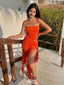 Sexy Orange Strapless Mermaid Side Slit Sleeveless Popular Cheap Short Homecoming Dresses, Birthday Party EPT245