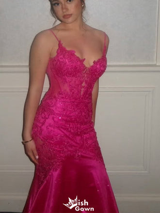 Gorgeous Spaghetti Strap Mermaid Long Prom Dress Ideas, Evening Party Dresses,WGP1557