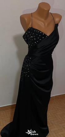 Elegant Spaghetti Strap V-neck Mermaid Long Prom Dress Ideas, Evening Party Dresses,WGP1569