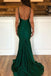 Sexy Mermaid Emerald Green V-Neck Spaghetti Straps Zipper Maxi Prom Gowns,Evening Dresses,WGP349