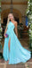Elegant Blue One-Shoulder Mermaid Side Slit Long Prom Dress Ideas, Evening Party Dresses,WGP1831