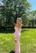 Sexy Pink Off-the-Shoulder Lace Prom Dress with Long Bell Sleeves Mermaid Gown,WGP2179