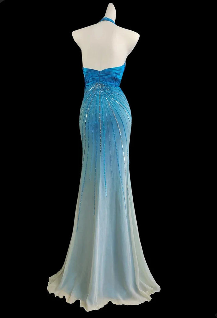 Unique Blue V-Neck Mermaid Long Prom Dress Ideas, Evening Party Dresses,WGP1895