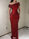 Shiny Red Off-Shoulder Mermaid Sequin Long Prom Dress Ideas, Evening Party Dresses,WGP1689