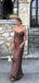 Sexy Brown Spaghetti Strap Mermaid Long Sleeveless Long Party Prom Dresses,Evening Dress Online, WGP711