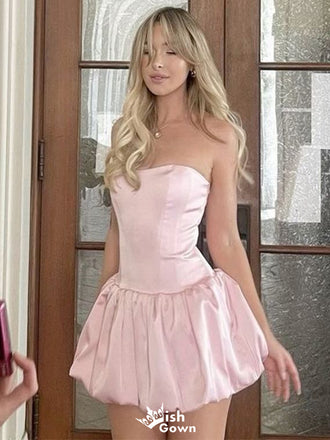 Elegant Pink Strapless Ball Gown &nbsp;Popular Cheap Short Homecoming Dresses, EPT255