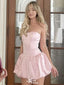 Elegant Pink Strapless Ball Gown  Popular Cheap Short Homecoming Dresses, EPT255