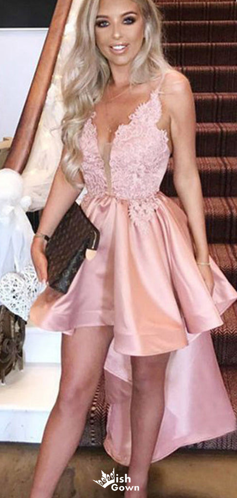 Gorgeous Spaghetti Strap V-neck A-line Short Mini Homecoming Dress,EPT456