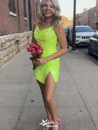 Casual Spaghetti Strap Sheath Short Mini Homecoming Dress,EPT465