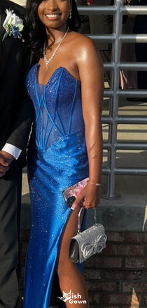 Sexy Strapless V-neck Mermaid Long Prom Dress Ideas, Evening Party Dresses,WGP1617