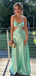 Unique Sage Green Strapless Satin A-Line Prom Dress with Bow Detail,WGP2126