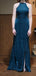 Shiny Blue Halter Mermaid Long Prom Dress Ideas, Evening Party Dresses,WGP1721
