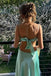Unique Sage Green Strapless Satin A-Line Prom Dress with Bow Detail,WGP2126