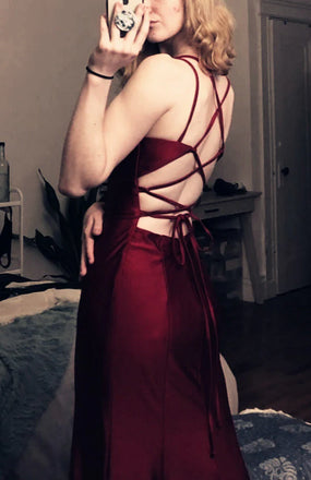 Sexy Red Spaghetti Strap Mermaid Long Prom Dress Ideas, Evening Party Dresses,WGP1767