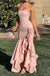 Elegant Pink Sweetheart Mermaid Side Slit Sleeveless Long Prom Dress Ideas, Evening Party Dresses,WGP1680