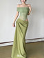 Unique Green Off-Shoulder Mermaid Long Prom Dress Ideas, Evening Party Dresses,WGP1732