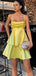 Elegant Yellow Spaghetti Strap Ball Gown&nbsp;Popular Cheap Short Homecoming Dresses, EPT265