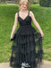 Elegant Black A-Line V-Neck Long Sleeveless Long Party Prom Dresses,Evening Dress Online, WGP746