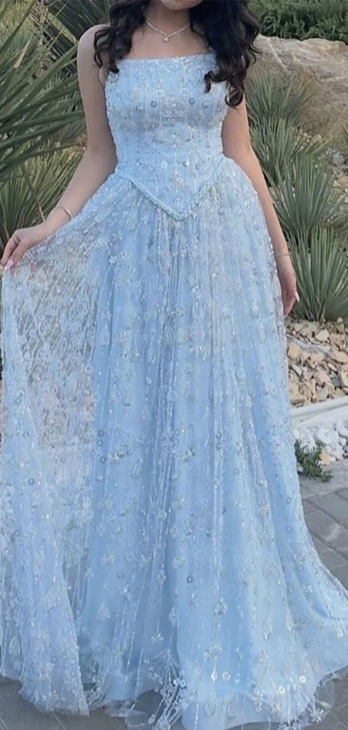 Shiny Blue Spaghetti Strap Mermaid Long Prom Dress Ideas, Evening Party Dresses,WGP1782