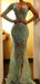 Sexy Green One-Shoulder Mermaid Long Prom Dress Ideas, Evening Party Dresses,WGP1888