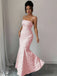 Elegant Applique Pink Spaghetti Strap Mermaid  Long Prom Dress Ideas, Evening Party Dresses,WGP1820