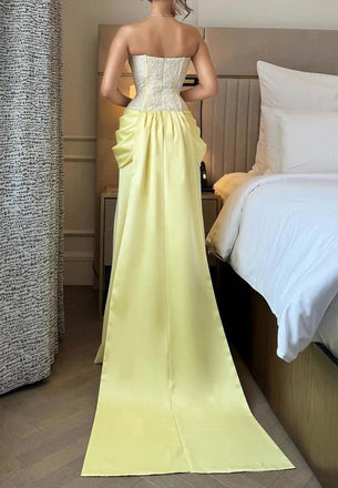 Elegant Yellow Sweetheart Mermaid Long Prom Dress Ideas, Evening Party Dresses,WGP1806