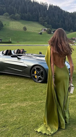 Elegant Green One-Shoulder Mermaid Long Prom Dress Ideas, Evening Party Dresses,WGP1613